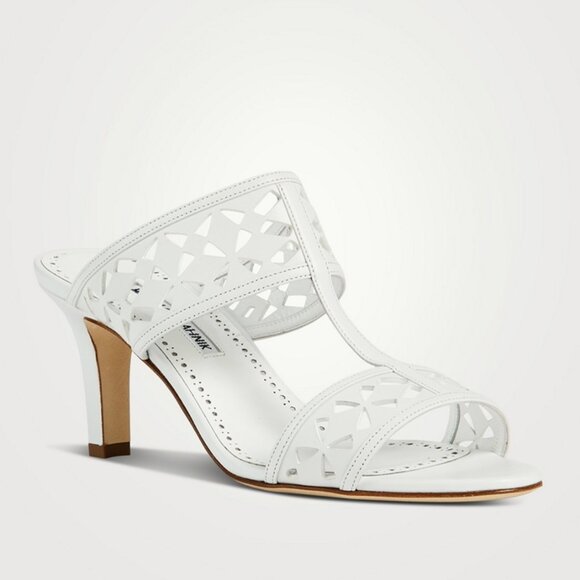 NIB Auc MANOLO BLAHNIK Sophocles Perforated Dual-Band Slide Sandals - Yoth9933 - Picture 7 of 13